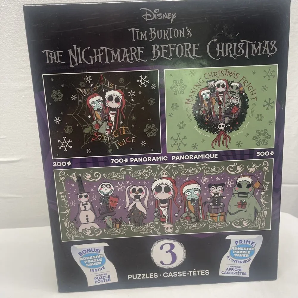 NEW Disney Tim Burton’s 3 Jigsaw Puzzles Poster ‘The Nightmare Before Christmas’